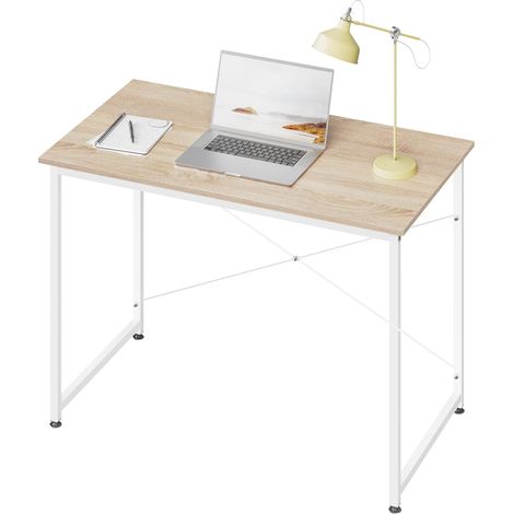WOLTU Mesa de Estudio Escritorio para Ordenador, Moderno Puesto de Trabajo de Oficina, Mesa de Comedor para el Hogar y la Oficina, 100x50 cm, Roble Claro (1/5)