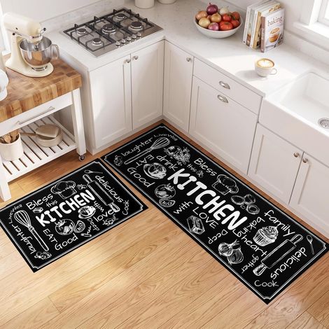 Set of 2 Non Slip Kitchen Mat Kitchen Rug Set, Washable Hallway Runner Set for Dining Room, Entryway, Home Decor, 40x60+40x120cm (1/5)