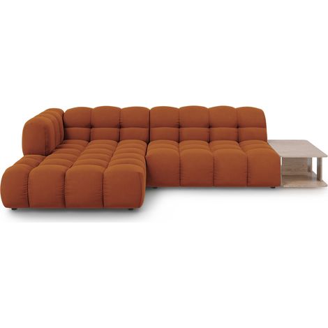 Canapé d'angle gauche modulable 4 places en velours terracotta (1/5)