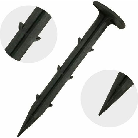 30x piquets de jardin en plastique, ancrages au sol pour toiles de couverture, crochets de bâche 110mm (1/3)