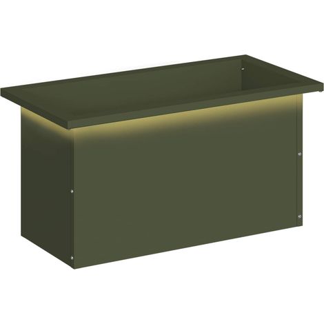Jardinière Extérieure avec Éclairage LED en Acier Bac à Plantes Vert Olive 30 x 60 x 30 cm (1/5)