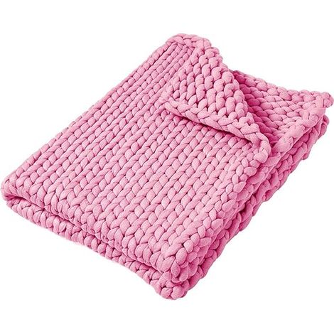 QAZQA Couverture câline, Couverture tricotée douce, hiver, confortable, couverture légère, couverture chaude en peluche, couverture lestée pour canapé-lit, chaise de canapé, Rose, 50 x 50 cm (1/5)
