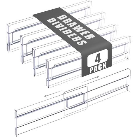 Séparateurs de tiroirs extensibles et réglables, organisateur de vêtements, adaptés aux armoires, cuisines et bureaux, 27,5-528 cm, lot de 4 (1/5)