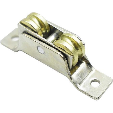 Lot de 2 roulettes pour porte coulissante - Roulettes en fer, roulettes à gorge fixe compatibles avec les roulettes à gorge en U, roulettes pour porte coulissante en verre sur rail (1/5)