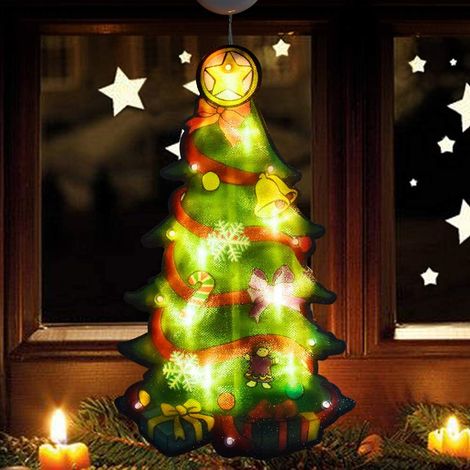 Adorno Navideño Iluminado Para Ventana - Silueta Doble De Papa Noel - Con Ventosa - Funciona Con 3 Pilas AAA (1/5)