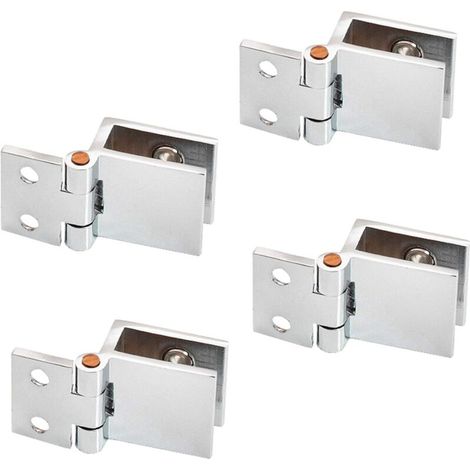 4 pièces Clip de porte en verre charnière, Charnière pour Porte en Verre de Meuble de Cuisine, Vitrine, Douche, Support en Acier Inoxydable pour Porte de Placard Angle Ouverture-Fei Yu
