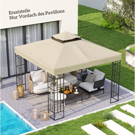 Telo di ricambio per gazebo 300x300 cm, doppio tetto, poliestere, bianco crema (1/5)