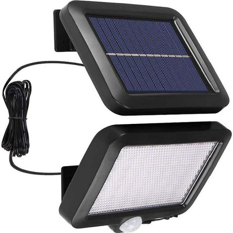 Lampe solaire extérieure 56 LED avec détecteur de mouvement, 120W étanche IP65, projecteur jardin sans fil, câble 5m, classe énergétique A++