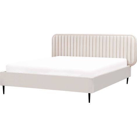 Bed Velvet BRIN 160 x 200 cm (EU King Size) Beige