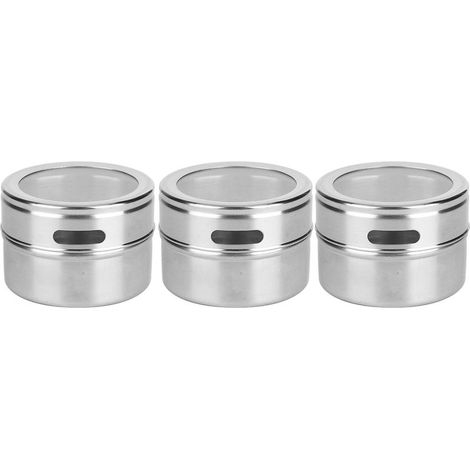 Lot de 3 pots à épices en acier inoxydable pour condiments et épices, accessoires de cuisine et de barbecue. (1/5)
