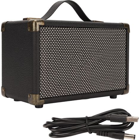 Enceinte Bluetooth Vintage M3, cuir, basses puissantes, contrôle par bouton, portable sans fil, haut-parleur multifonction pour fête extérieure, noir (1/5)