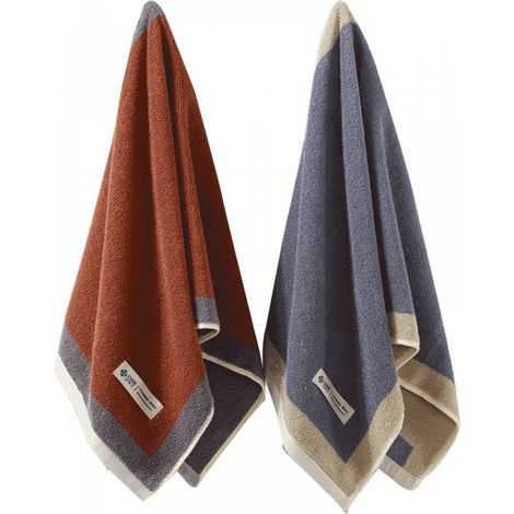 Lot de 2 serviettes de bain de luxe en coton 71 x 34 cm, ultra-absorbantes et à séchage rapide, idéales pour la salle de bain, le spa et l'hôtel. (1/5)