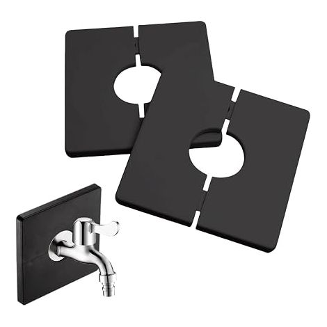 Decorative Shower Cover, PVC Self Adhesive Square Pipe Covers, Decorative Tap Cover for Hiding Wires, Taps, Hoses and Holes (28mm) (Black) (1/5)