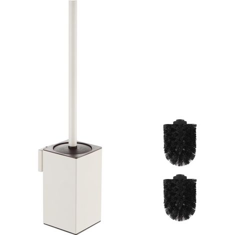 Brosse WC blanche avec support mural - Support de brosse WC carré en acier inoxydable 304 (1/5)