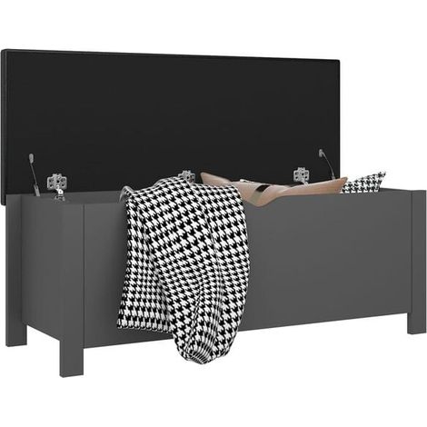 Boîte de Rangement avec Coussin Assise en Bois d'Ingénierie Gris 105x40x45 cm - Banc Coffre de Stockage Pliable pour Entrée Salon Chambre (1/5)