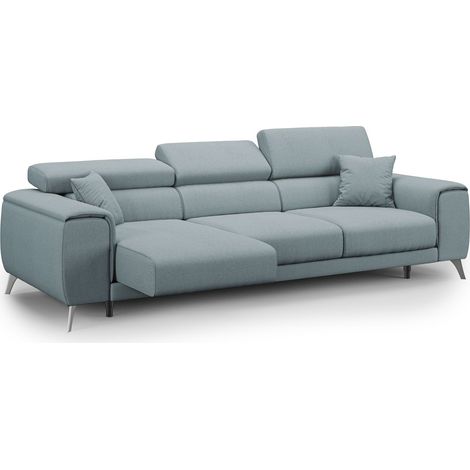 Canapé droit 3 places coulissantes en tissu doux antitache – Longueur 260 cm – Appuie-têtes inclinables – Fabrication italienne – Divani.Store (1/5)