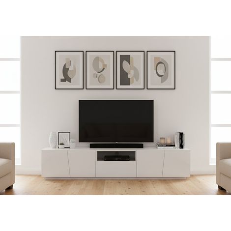 Mobile Porta tv - un Ripiano un Cassetto, Bianco Lucido, -, 220x43x46h cm Montero
