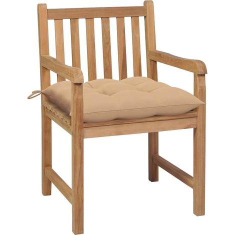 Maison Exclusive - Gartenstühle 2 Stk. mit Beige Kissen Massivhol (1/5)