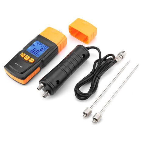 Misuratore di umidità regolabile in legno, con display LCD, pratico, compatto e resistente, adatto per bambù e cotone. (1/5)
