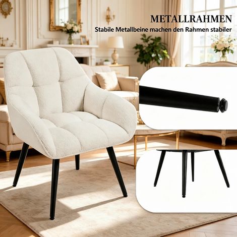 Fauteuil lounge moderne avec dossier, chaise d'appoint élégante pour salon, assise confortable (lot d'1 pièce) (1/4)