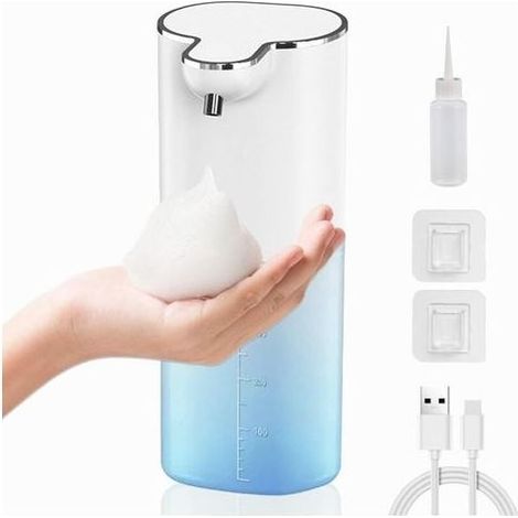pair Distributeur de Savon Automatique Mural sans Contact avec Capteur, USB Rechargeable, IPX5 étanche pour Cuisines et Salle de Bain (400 ML) - P9 (1/5)