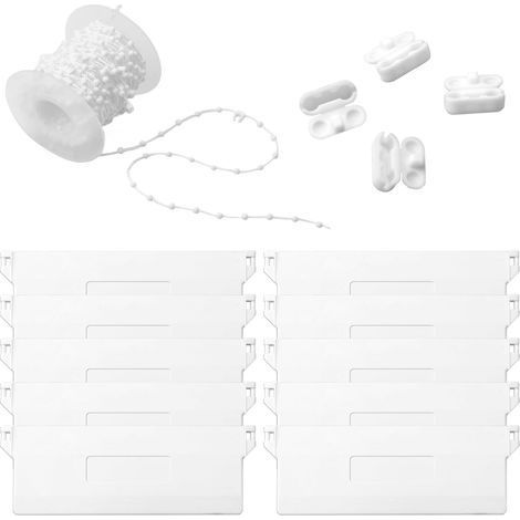 (Blanc)10 Pièces 127mm Plaque Lestage Store à Lamelles avec 10m Chaîne Verticale Store à Enrouleur et 4 Connecteurs de Chaîne, Kit de Détachées Store à Lamelles, pour Rideau Porte FenêTre Accessoires (1/5)