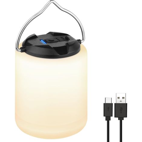 LED-Campinglaterne, wiederaufladbare Campinglampe, 4-Modus-Laterne und Taschenlampe (1000 Lumen), tragbare und wasserfeste Notleuchte – Schwarz (1/5)