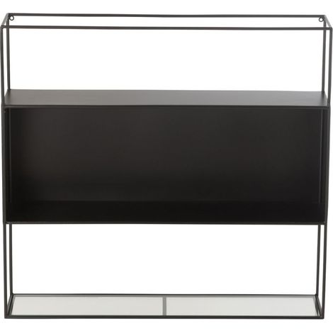Étagère murale rectangulaire en métal noir et verre - LUCE (1/5)