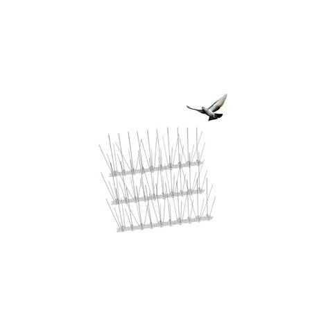 Lot de 3 Pic Anti Pigeon 25cm Mètres en Acier Inoxydable & Base en Plastique Souple, Pointes Anti-Oiseaux, Moineaux, Corneilles
