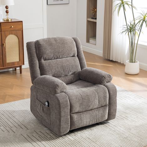 Fauteuil inclinable, dossier inclinable, avec repose-pieds, gris, pour maison et usage quotidien, dossier / repose-pieds réglables manuellement