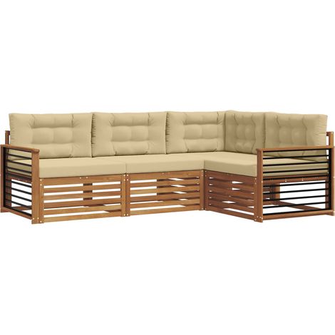 Conjunto de sofás de exterior 4 uds. Natural y Beige vidaXL (1/5)