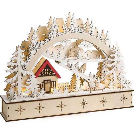 Christmas LED Decoration Light Brown Wooden Figurine Christmas Accessories GOKSJO (1/5)