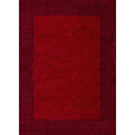 Tapis Shaggy Poils Longs Bicolore (Rouge - 160x230cm) (1/5)