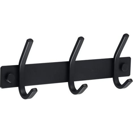Handtuchhalterhaken für Bad und Küche, Wandmontierter Kleiderhaken mit 3 Haken, Mattschwarze Edelstahloberfläche (1/5)