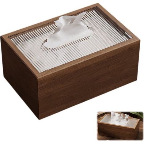 Porta fazzoletti, contenitore per fazzoletti, portatovaglioli per soggiorno, cucina, camera da letto, ufficio, marrone, 19,7 x 12,7 x 9,4 cm (1/5)