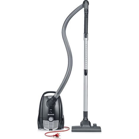 SEVERIN Aspirapolvere con sacco, aspirapolvere compatto per tappeti e pavimenti duri, aspirapolvere potente e silenzioso con sacco, 750 W, raggio d'azione di 8 m, nero, BC 7030 (1/5)