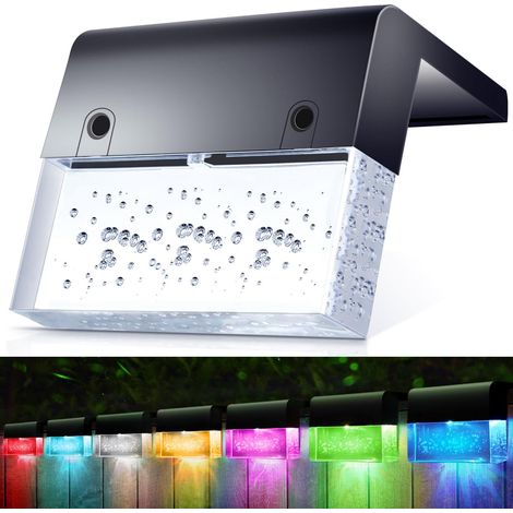 Solar-Zaunleuchten, 2 Modi Außentreppenleuchten, LED-Acryl-Blasenleuchten, superhelle wasserdichte Solarleuchten für Terrasse, Treppe, Zaun, Stufen, Pool, Gartendekoration (Warmweiß/7 Farben) (1/5)