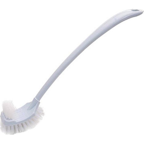 Scopa per WC a doppia faccia, setole morbide, manico lungo e curvo (Blu Nordico)