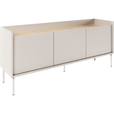 Selsey Tovi - Mobile TV a 3 ante, 140 cm, Grigio Cashmere / Effetto Rovere