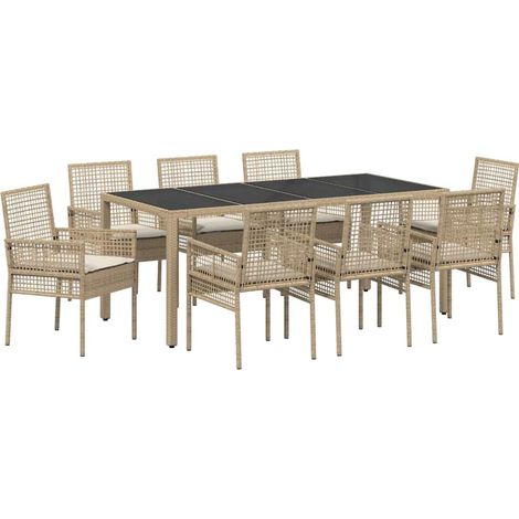 Maison Exclusive - Ensemble de salle à manger pour jardin 9 pcs Beige polyrotin (1/5)
