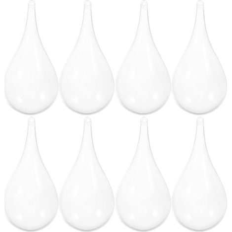 Boules Décoratives ou Noël à Remplir en Plastique Lot de 8 Forme Goutte d'eau Transparentes Boucle Suspendre pour Fête Romantique (1/5)