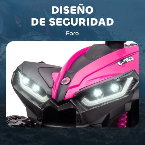 Moto électrique à quatre roues pour enfants de 3 à 5 ans, alimentée par une batterie 12V, double moteur, dimensions : 83x53x55,5 cm, rose. (1/5)