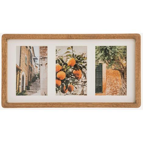 Cornice Milea in legno di mango naturale per 3 foto
