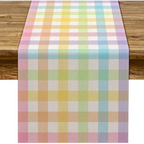 Chemin de table à carreaux Buffalo pour Pâques, idéal pour la décoration d'une fête de famille (13 pouces x 36 pouces)