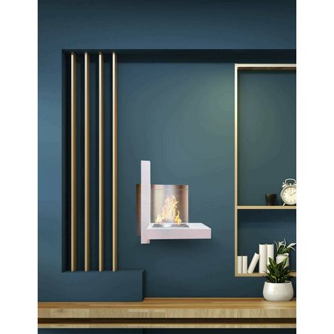 Dmora - Bioethanol-Kamin Bern, Ökologischer Kamin, Rauchfreies Feuer, Heizung mit Ethanol, Made in Italy, 65x23 h75 cm, Weiß (1/3)