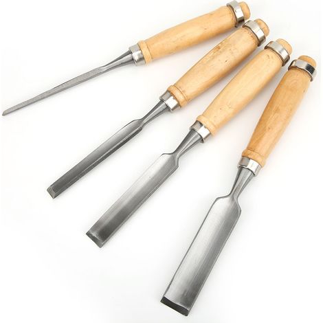 Ensemble de 4 ciseaux à bois pour sculpter, outils de menuisier et de sculpture à main. (1/5)