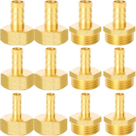12 raccords de tuyau 1/2", 8 mm, 10 mm, 12 mm, filetage extérieur et filetage intérieur pour tuyau à air, tuyau à gaz, tuyau d'eau (1/5)
