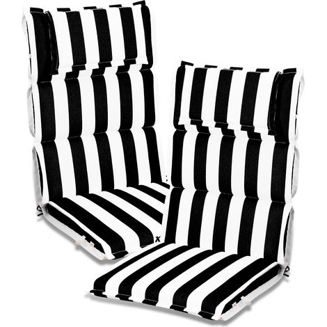 Aoodor High Back Patio Chair Cushions with Headrest, Set of 2 Flanged Outdoor Seat Cushions for Rocking Chairs, Adirondack & Dining Chairs, 120x52x6 cm-black