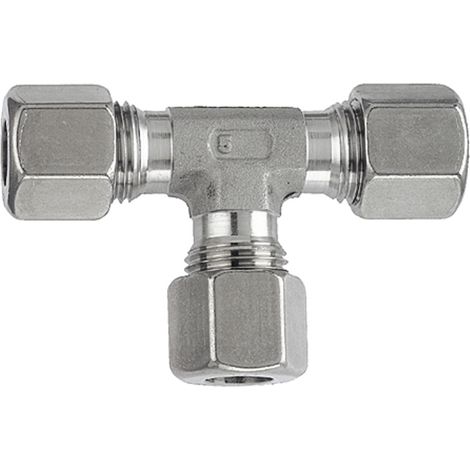 Riegler T-Verschraubung, Rohr-Außen-Ø 6 mm, Edelstahl 1.4571, 100 bar (1/3)