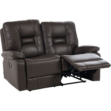 Manual Recliner Sofa 2 Seater BERGEN Faux Leather Brown (1/5)